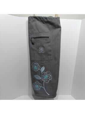 Gaiam Blue Gray Embroidered Floral Yoga Mat BAG-ONLY